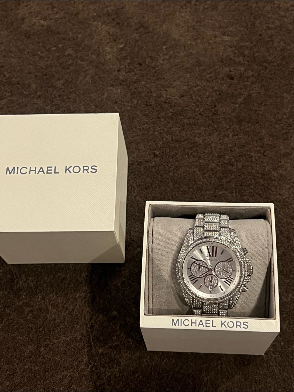 Michael Kors Oversized Lexington Pavé Silver-Tone Watch Unisex